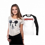 DISNEY MICKEY BLINKING LADIES T-SHIRT M + Wolfenstein SET