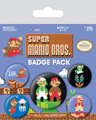Значки Pyramid: Nintendo: Super Mario Bros. (Retro) набор 5 шт.