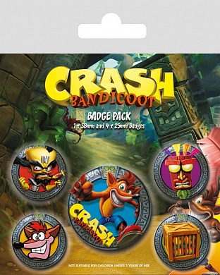 Значки Pyramid: Nintendo: Crash Bandicoot (Pop Out) набор 5 шт.