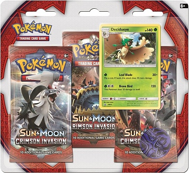 Pokémon Sun & Moon «Crimson Invasion». Набор «3 бустера + Промо-карта Decidueye + Монета»
