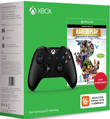 Беспроводной геймпад для Xbox One с 3,5 мм разъемом и Bluetooth (черный) + Rare Replay